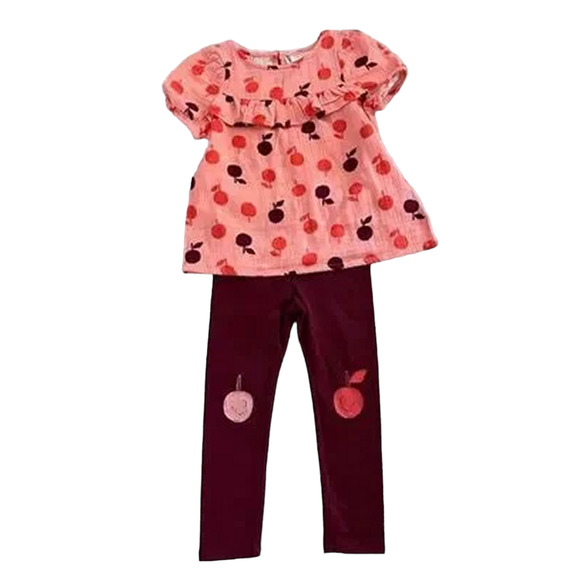 Toddler Girls' Short Sleeve Apple Top & Leggings Set - Cat & Jack Rose 18M, Pink - Picture 1 of 8